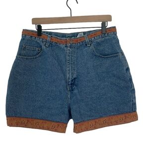 Vintage 90s Trim Belted Look Chic Hipster Hippie Art Artsy High Waisted Shorts